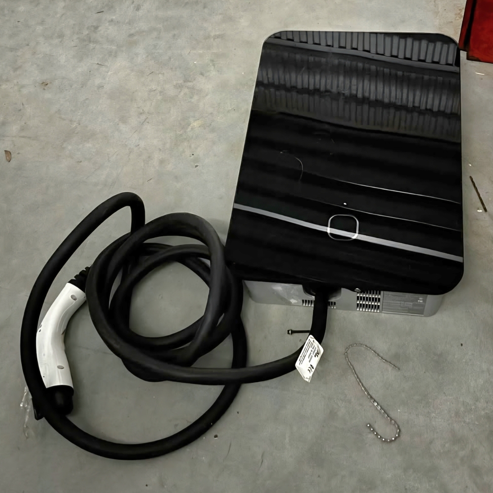 Black and White Electric Vehicle Charger